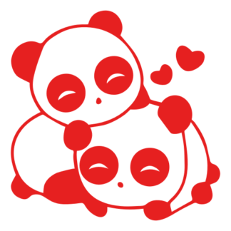 Cute Panda Couple In Love Decal (Red)